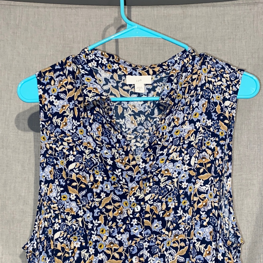 J. Jill Blue and White Floral Midi Dress - Picture 2 of 4
